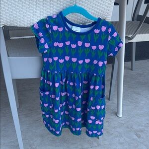 Hanna Andersson Floral Blue and Pink Girls Dress Size 4